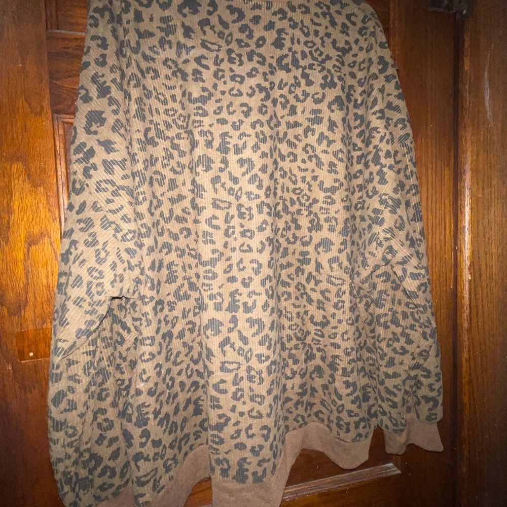 SHEIN Brown Leopard Asymmetrical Skirt